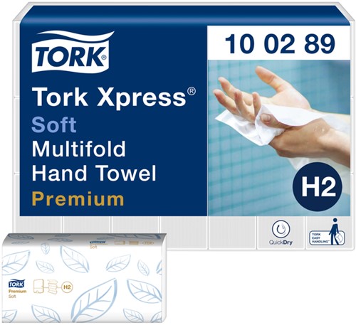 Handdoek Tork H2 Premium multifold wit 100289 21 PAK